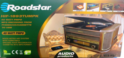 Ретро-проигрыватель Roadstar HIF-1893 (винил,кассета,cd,mp3,FM,rec)