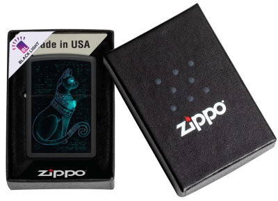 Зажигалка ZIPPO Spiritual Cat с покрытием Black Light, латунь/сталь, черная, матовая 38x13x57 мм Зажигалка ZIPPO Spiritual Cat с покрытием Black Light, латунь/сталь, черная, матовая 38x13x57 мм