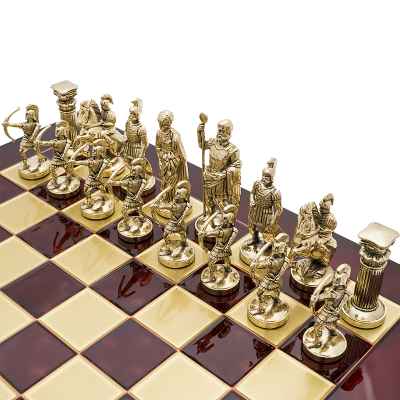 Шахматный набор "Античные войны" (28х28 см), доска красная