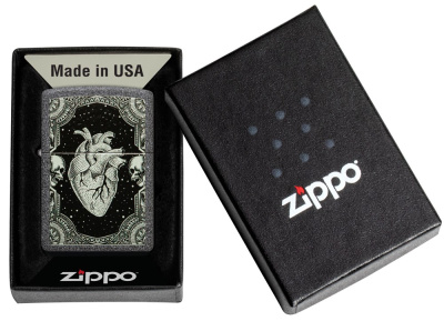 Зажигалка ZIPPO Heart Design с покрытием Iron Stone, латунь/сталь, серая, 38x13x57 мм Зажигалка ZIPPO Heart Design с покрытием Iron Stone, латунь/сталь, серая, 38x13x57 мм