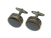 Запонки Cufflinks Inc. Круглые шайба с агатом, черный металлик, CF65