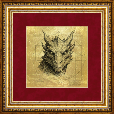 Картина на сусальном золоте «Золотой дракон»