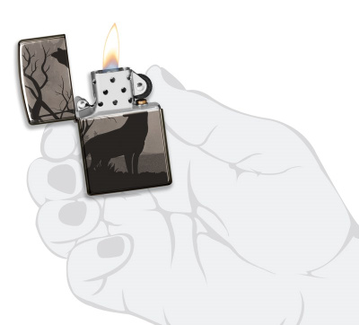 Зажигалка ZIPPO Classic с покрытием Black Ice®, латунь/сталь, чёрная, глянцевая, 38x13x57 мм