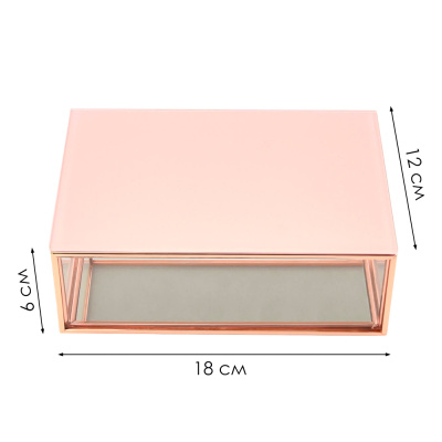 Лоток из стекла LC Designs для хранения аксессуаров арт.73886 с розовой крышкой