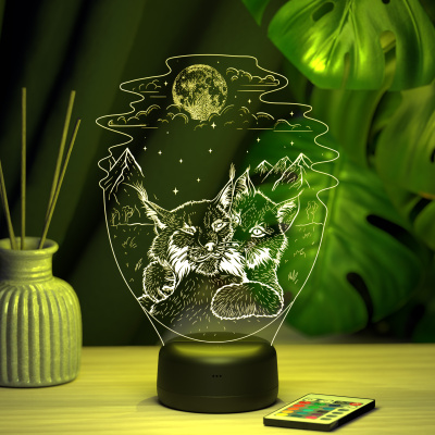 3D ночник Две рыси
