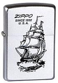 Зажигалка ZIPPO Boat-Zippo, с покрытием Satin Chrome™, латунь/сталь, серебристая, 38x13x57 мм