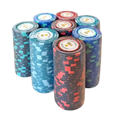 Фишки для покера Monte Carlo номинал 5, 10, 25, 50 и 100 (25 шт.)