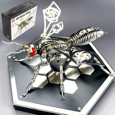 Механический конструктор DIY Cyberpunk из нержавеющей стали "Оса" - Silver Black