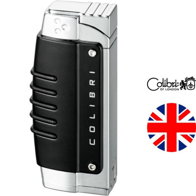 Турбо зажигалка Colibri Crossfire BLACK ANODZD POL SILVER