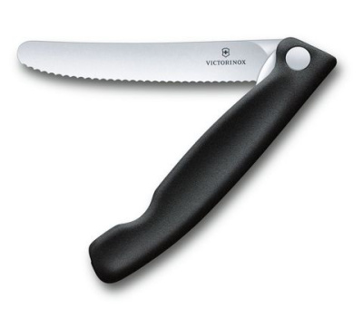 Нож Victorinox столовый, лезвие 11 см, серрейторная заточка, черный