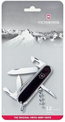 Нож Victorinox Spartan, 91 мм, 12 функций, черный, в блистере