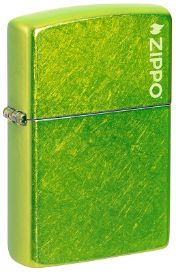 Зажигалка ZIPPO Logo с покрытием Lurid™, латунь/сталь, зеленая, глянцевая, 38x13x57 мм (без бензина)