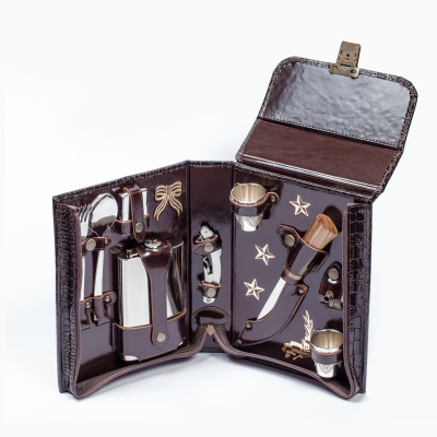 Набор в сумке-планшете из натуральной кожи «Командир-2» (2 персоны)