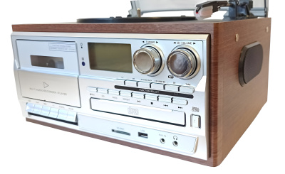 Виниловый проигрыватель FM-радио, CD / MP3, магнитофон, USB / micro-SD, Bt, SW-808