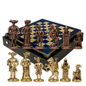 Шахматы бронзовые Рыцари Средневековья, синяя