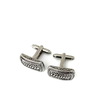 Запонки Cufflinks Inc. Прямойгольник плетенка. Антик CF51