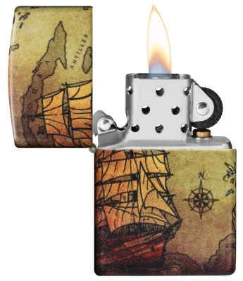 Зажигалка Zippo Pirate Ship с покрытием White Matte, латунь/сталь, белая, матовая, 38x13x57 мм Зажигалка Zippo Pirate Ship с покрытием White Matte, латунь/сталь, белая, матовая, 38x13x57 мм