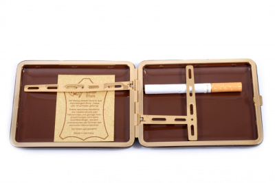 Портсигар Stoll на 18 сигарет, натуральная кожа, Коричневый олень, C32-2