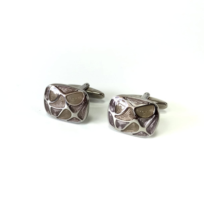 Запонки Cufflinks Inc. Прямоугольник с бежевой эмалью CF45