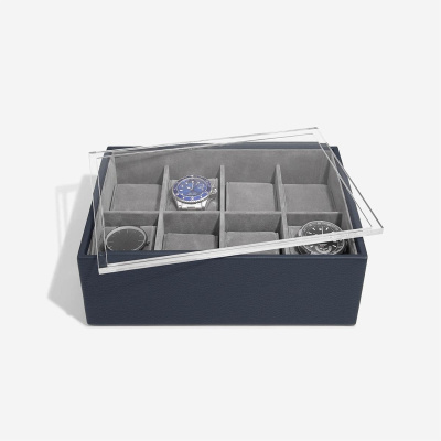 Лоток LC Designs для хранения 8-ми часов с крышкой арт.74560, серо-синяя Лоток LC Designs для хранения 8-ми часов с крышкой арт.74560, серо-синяя