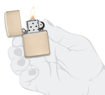 Зажигалка ZIPPO Classic 49453 с покрытием Flat Sand, латунь/сталь, бежевая, глянцевая, 38x13x57 мм