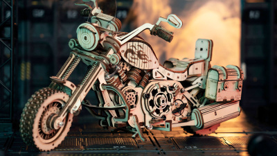 Механический деревянный конструктор Robotime - Круизный мотоцикл (Cruiser Motorcycle)