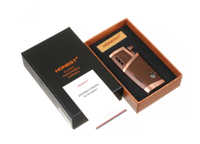 Зажигалка сигарная Honest, двойное пламя, с пробойником, бронза