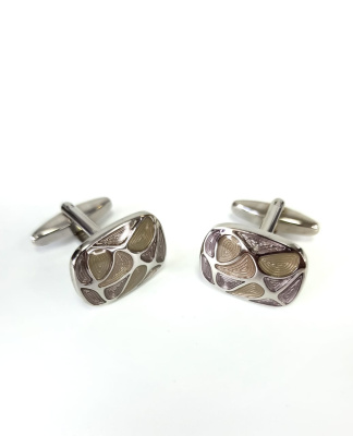 Запонки Cufflinks Inc. Прямоугольник с бежевой эмалью CF45