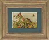 Картина на сусальном золоте «Птички в шиповнике»