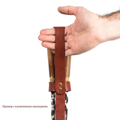 Шампуры 6шт. «Разные звери», венге и мельхиор + Чехол из натуральной кожи «Пламя»