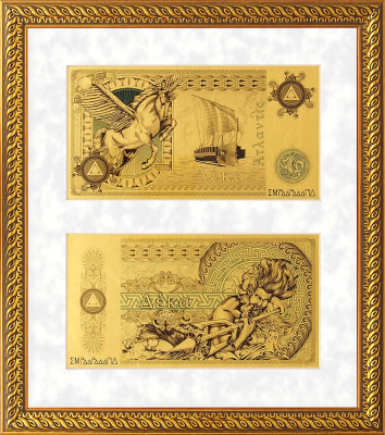 Картина на сусальном золоте «Золотые деньги Атлантиды»