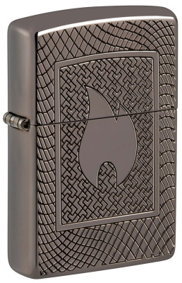 Зажигалка ZIPPO Armor® с покрытием Black Ice®, латунь/сталь, чёрная, 29x10x60 мм