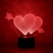 3D ночник Два сердца
