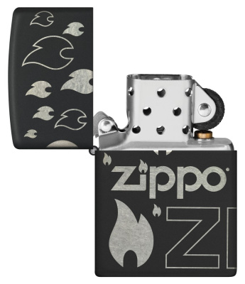 Зажигалка ZIPPO Classic с покрытием  , латунь/сталь, черная, матовая, 38x13x57 мм