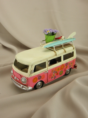 Ретро-автобус Фольксваген Т1,  'Flower Power', розовый