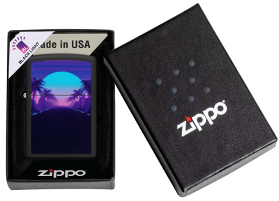 Зажигалка ZIPPO Sunset Black с покрытием Black Light, латунь/сталь, чёрная, матовая, 38x13x57 мм