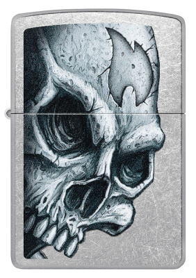 Зажигалка ZIPPO Skull and Flame с покрытием Street Chrome, латунь/сталь, серебристая, матовая, 38x13x57 мм (без бензина) Зажигалка ZIPPO Skull and Flame с покрытием Street Chrome, латунь/сталь, серебристая, матовая, 38x13x57 мм (без бензина)