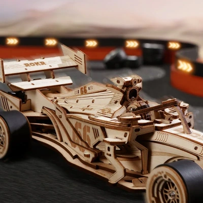 Деревянный механический конструктор Гоночный Автомобиль Robotime Racing Car Деревянный механический конструктор Гоночный Автомобиль Robotime Racing Car