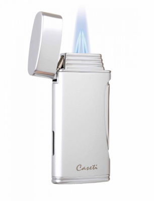 Зажигалка Caseti сигарная турбо (двойное пламя), серебристая, CA583-3
