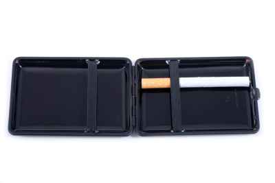 Портсигар Stoll на 14 сигарет, экокожа, черный, C15-1