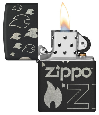 Зажигалка ZIPPO Classic с покрытием  , латунь/сталь, черная, матовая, 38x13x57 мм
