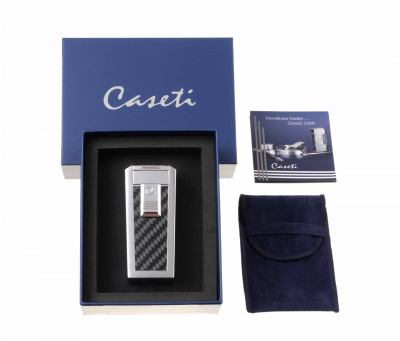 Зажигалка Caseti сигарная, турбо (тройное пламя), карбон, CA439-1