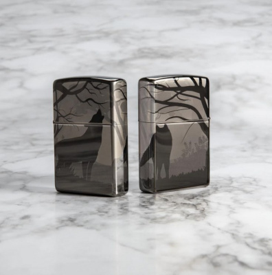 Зажигалка ZIPPO Classic с покрытием Black Ice®, латунь/сталь, чёрная, глянцевая, 38x13x57 мм