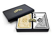 Карты "1546 Plastic Bridge Size Jumbo Index black/gold Double-Deck Set"