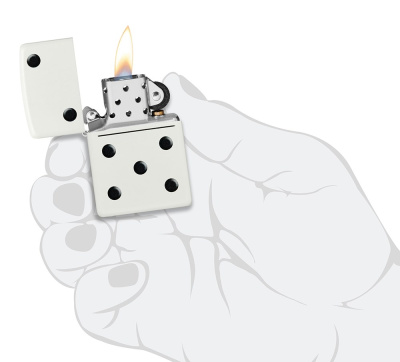 Зажигалка ZIPPO Domino Design с покрытием White Matte, латунь/сталь, белая, матовая, 38x13x57 мм (без бензина) Зажигалка ZIPPO Domino Design с покрытием White Matte, латунь/сталь, белая, матовая, 38x13x57 мм (без бензина)