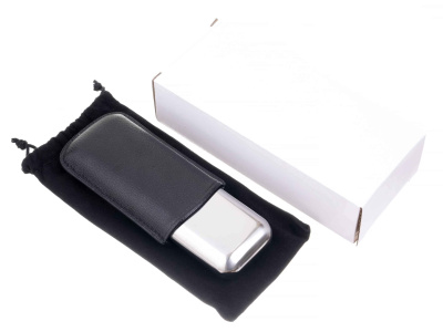 Чехол Lubinski на 2 сигары, металл и кожа, черный Чехол Lubinski на 2 сигары, металл и кожа, черный
