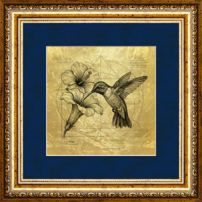 Картина на сусальном золоте «Колибри»