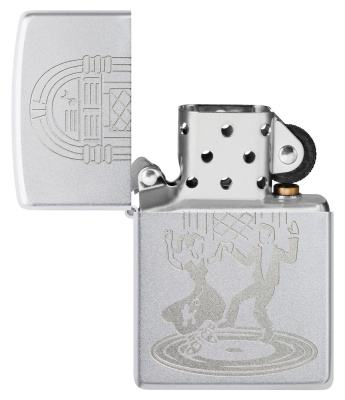 Зажигалка ZIPPO Vintage Dance с покрытием Satin Chrome, латунь/сталь, серебристая, 38x13x57 мм