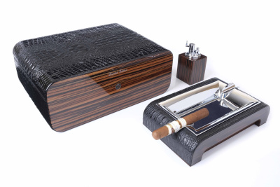 Настольный набор сигарных аксессуаров Gentili, SET-SV75-Croco-Black