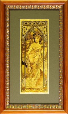 Картина на сусальном золоте «Альфонс Муха - Утро»